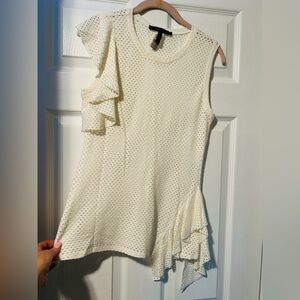 White Sleeveless Ruffle Top